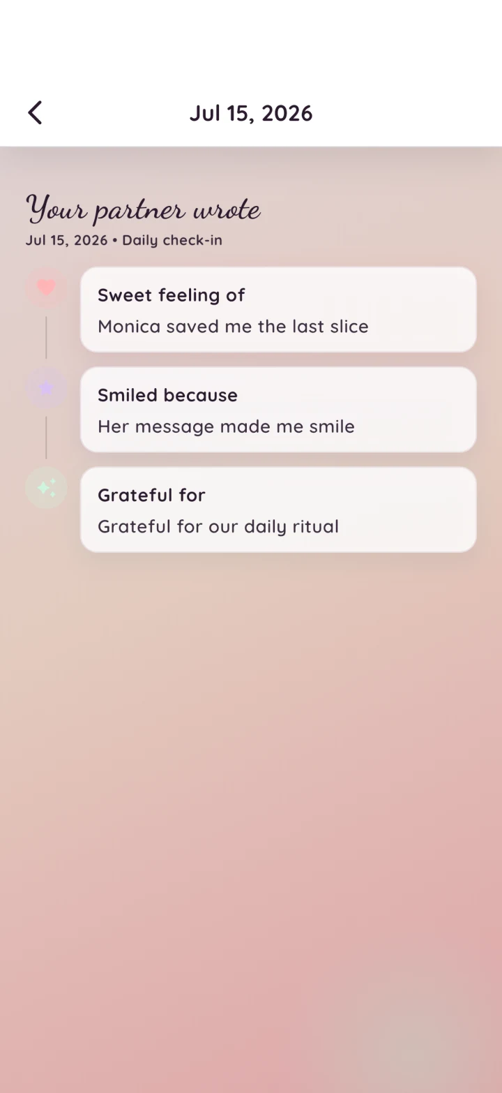 An unlocked shared HeartSync check-in